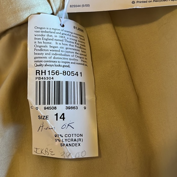 Pendleton originals, born in Oregon size 14 cream colored dress pant stretch new - Picture 8 of 8